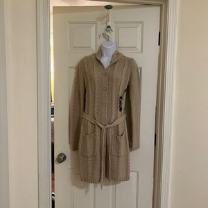 Long cardigan with hoodie